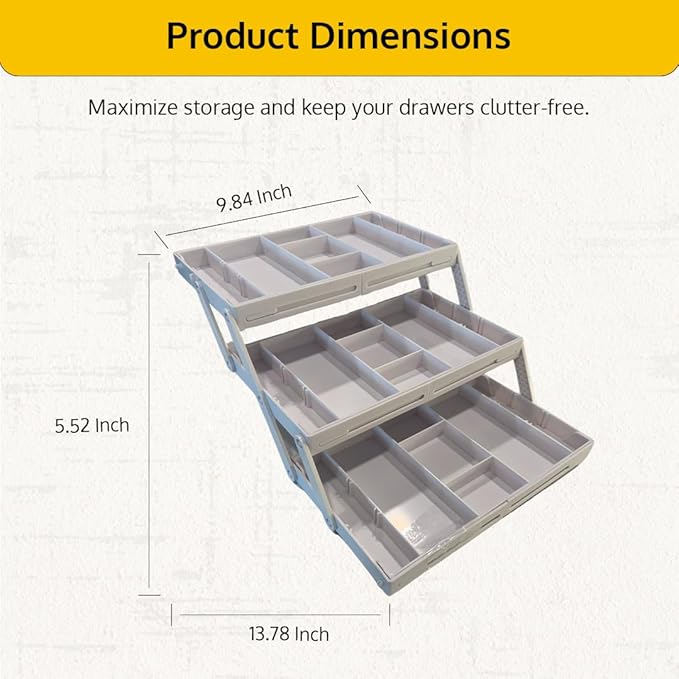 3 Tier Drawer Organizer, Multi Level Smart Drawer Organizer for Desk, Expandable Organizer for Office, Makeup, Jewelry, Kitchen, Folding Storage for Home and Office Drawers & Craft Organizer ??White