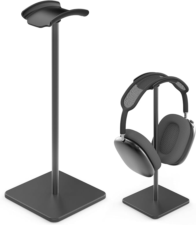 Headphone Stand for Desk - Headset Stand with Aluminum Hanger, Headphone Holder for AirPods Max, Sony, Bose, Beats and More (Black)