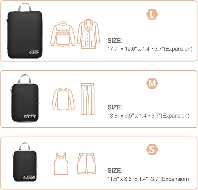 Cambond Compression Packing Cubes for Travel Women - Lightweight Luggage Organizers Bag Packing Cubes for Carry on Suitcases