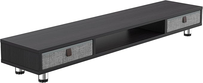 Fenge Monitor Stand, Dual Monitor Stand with 2 Drawers, Monitor Riser for 2 Monitors, Adjustable Height Computer Stand, Office Monitor Stands for Desk, Laptop, PC, TV, Printer