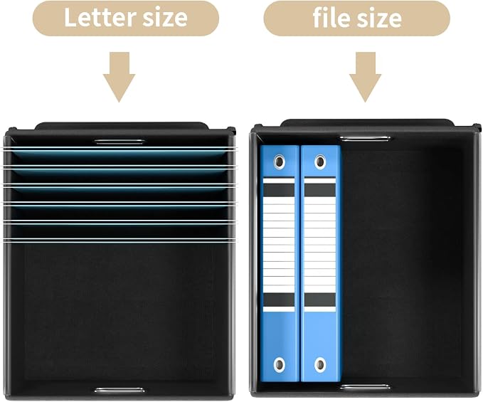 File Organizer Box with Lid, Collapsible File Folder Organizer for Office Document Storage, Filing Box with Plastic Slide for Letter Size Hanging File Folders(1 Pack, Brown)