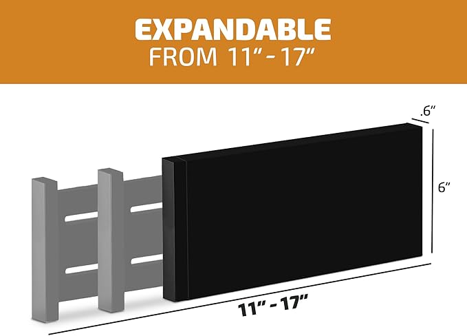 6-Pack Drawer Dividers 6 Inch High, 11??17" Adjustable Bamboo Organizers Large Expandable Drawer Separators for Cloths, Dresser, Bedroom, Bathroom, Baby Drawer, Office & Kitchen Utensils (Black)