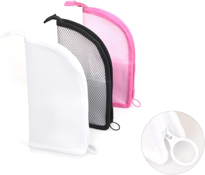 patu Standing Travel Toiletry Bag - Transparent Waterproof PVC Mesh Pouch with Triangle Design for Bathroom Essentials & Personal Care, 2 Packs, White