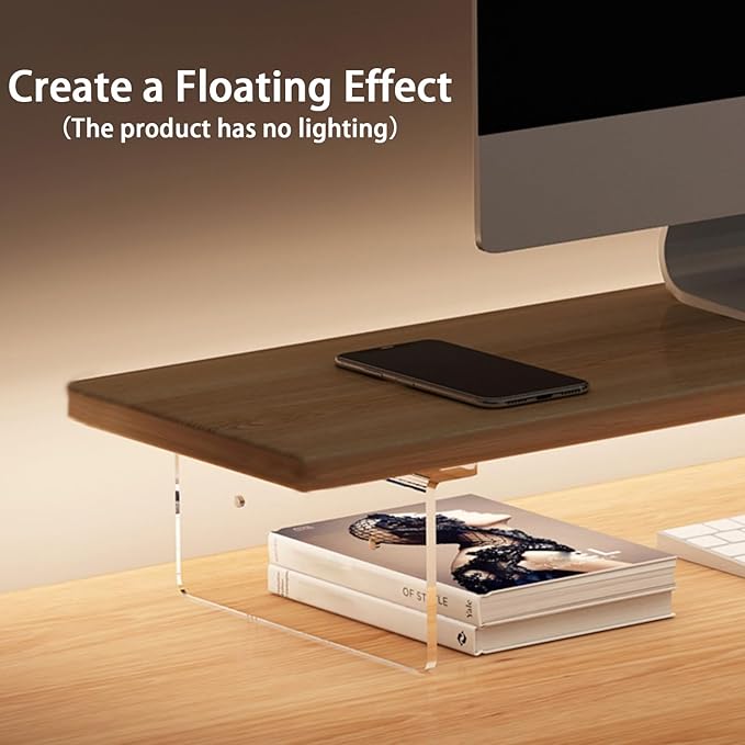 Anti-slip Monitor Stand Riser 2.16/3.34 Inch 2 Height Adjustments Clear Acrylic Stand with Clear Anti-slip Mat, Desk Accessories Screen/PC/Printer/Laptop/Mirror Riser 7.8 x 15.7 Inch (White)