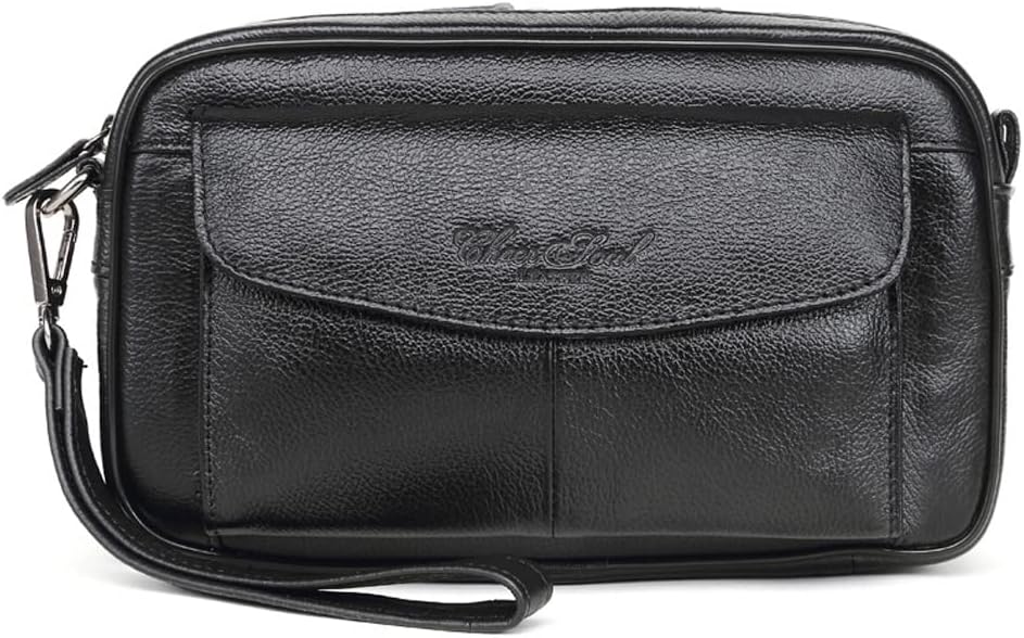KPYWZER Leather Clutch Purse Wallet Men Wrist Bag