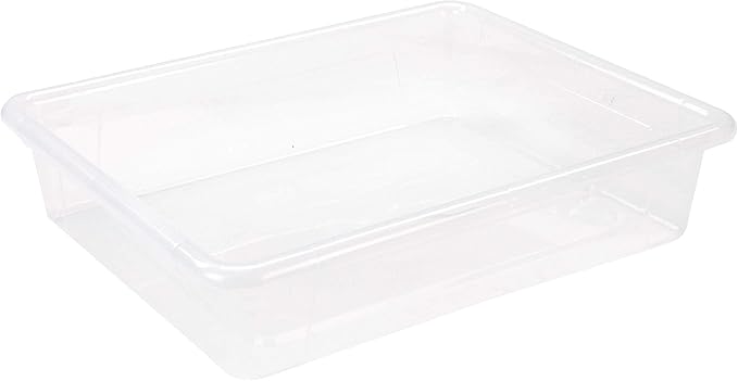 Storex Letter Size Deep Storage Tray – Organizer Bin for Classroom, Office and Home, Transparent, 5-Pack (62566U05C)