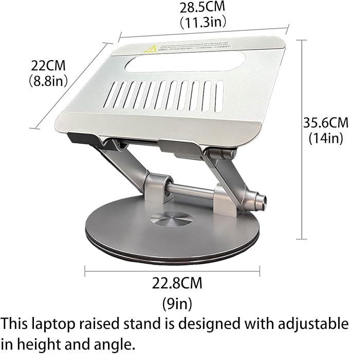 lcocove Laptop Stand for Desk, Adjustable Computer Stand with 360° Rotating Base, Ergonomic Laptop Riser for Collaborative Work, Foldable & Portable Laptop Stand, fits for All 10-16" Laptops