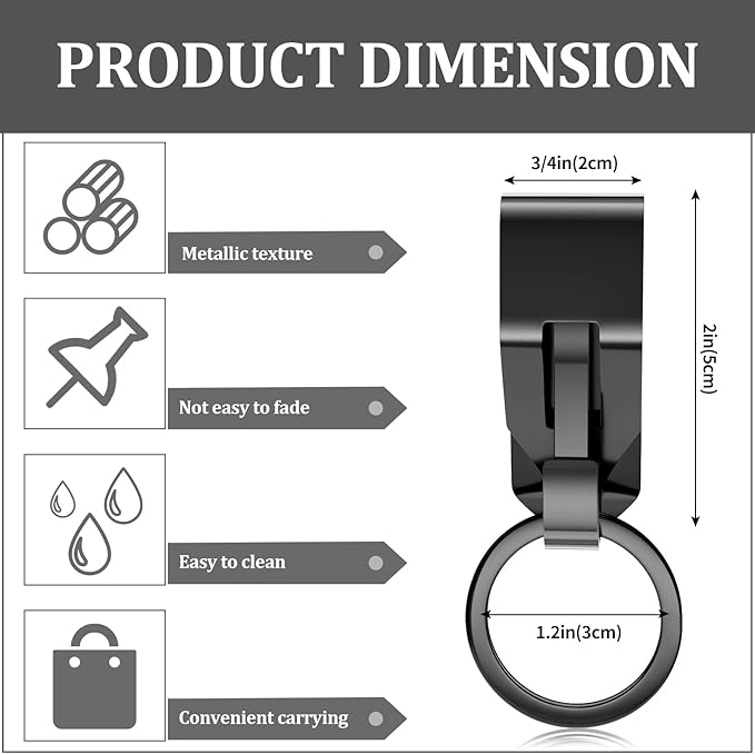 Moxweyeni 4 Pieces Belt Key Clip Key Holder Security Metal Keychain Clip Ring for Men Home Office Supplies(Black)