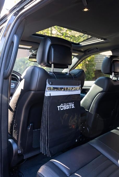 Tossits Recycled Disposable Car Trash Bags – Leakproof, Smell Proof Hanging Garbage Bags for Car, Truck, SUV, RV & Vehicle – Black, 21 Count Disposable Automotive Trash Bags