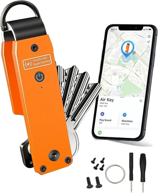 Air Keychain with GPS Tracker : Lightweight Compact Key Holder for Outdoor Use - Minimalist Metal Key Organizer