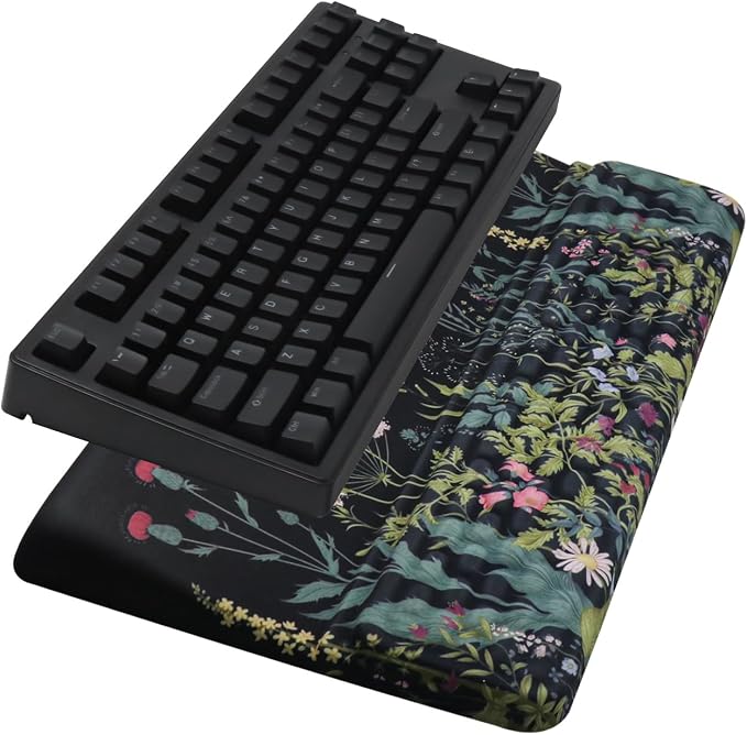 Ergonomic Keyboard Stand with Wrist Rest, Computer Wrist Support Pad, Tilted Keyboard Riser Holder Lift Tray with Wrist Pad, Easy Typing, Comfy Soft Memory Foam Desk Cushion for Office