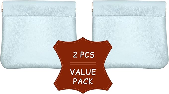 VOFOON [Upgrade] Leather Mini Squeeze Coin Purse, Small Jewelry Pouch Leather Travel Bag Coin Holder For Men/Women 2/4 Pack