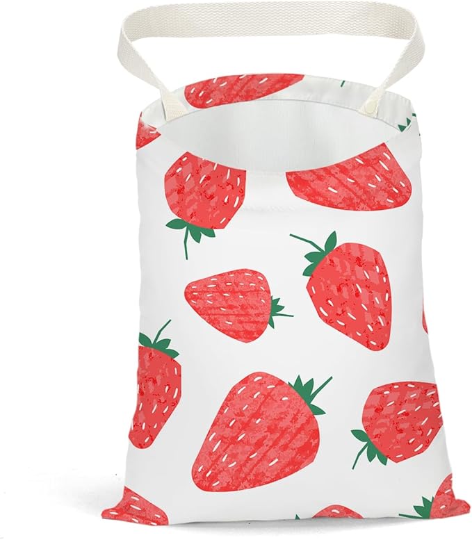 Car Trash Bag Car Garbage Bag Hanging Cars Trash Can, Waterproof Cars Back Seat Organizer for Vehicle Travelling Camping Strawberry Decor