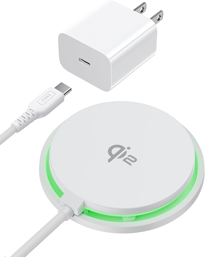 INIU Magnetic Wireless Charger, Qi2 Certified 15W Fast Wireless Charging Pad with Cooling Fan, for iPhone 16 15 14 13 12 Series, AirPods, and More (Adapter Included)