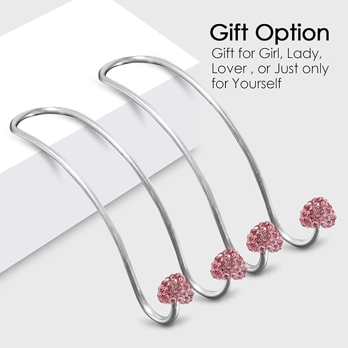 Pink Car Accessories for Women , 2 Pcs Hot Pink Car Decor Hooks for Purses and Bags, Durable Backseat Holder, Cute Heart-Style Heavy-duty Purse Hook Hangers, Storage Universal for SUV Truck & Van