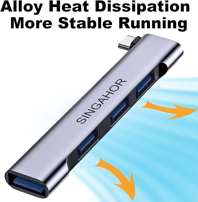 USB C Hub, 4-Port USB Splitter, USB Hub for Laptop with 1 USB 3.0 Port and 3 USB 2.0 Ports for MacBook Air/Pro, iPad Pro, PC and More Type C Device