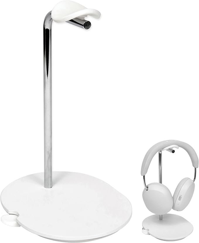 Sanus Sonos Ace Headphones Stand - Premium Stand w/Silicone Cradle Prevents Creasing & Built-in Cable Management w/Magnetic Clip for Fast Charging - Tool-Free Setup - White Sonos Headphones Holder