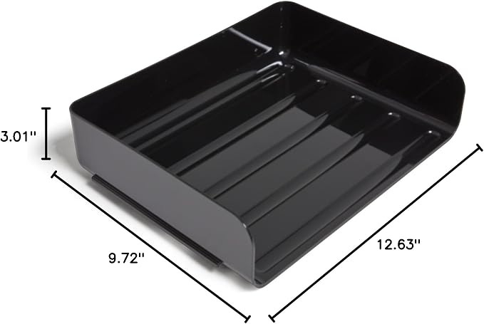 TRU RED Side‑Load Stackable Plastic Letter Tray, Black, 6‑Pack – Desktop Paper Organizer for Office Files & Documents