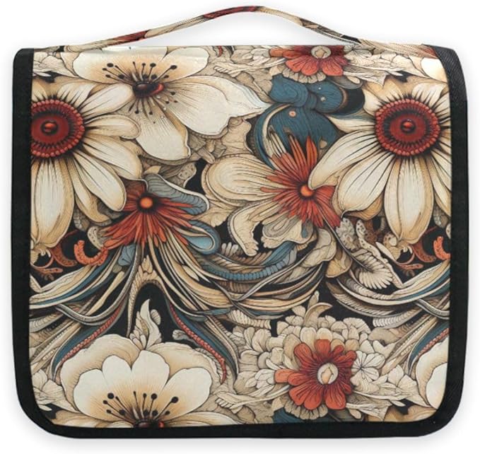 senya Hanging Travel Toiletry Bag Kit Boys Makeup Case Cosmetics Organizer for Men Women (3045 Retro Flowers)