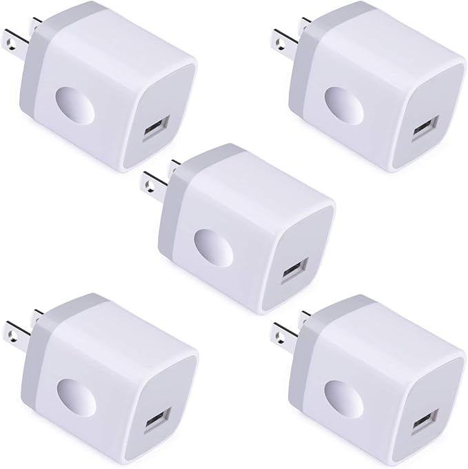 Single Port USB Charger,UorMe 1A 5V Wall Plug USB Power Adapter 5 Pack for iPhone 15 Plus 14 Pro Max/13/12/11/X/8/7/6S/6Plus,Samsung Galaxy S23 Ultra/A15/A14/A13/S22/S20 Ultra/S10/S9 Note 20,HTC,Moto