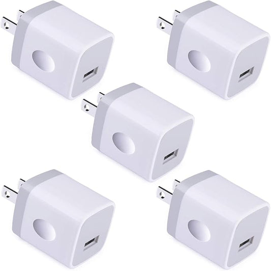 Single Port USB Charger,UorMe 1A 5V Wall Plug USB Power Adapter 5 Pack for iPhone 15 Plus 14 Pro Max/13/12/11/X/8/7/6S/6Plus,Samsung Galaxy S23 Ultra/A15/A14/A13/S22/S20 Ultra/S10/S9 Note 20,HTC,Moto