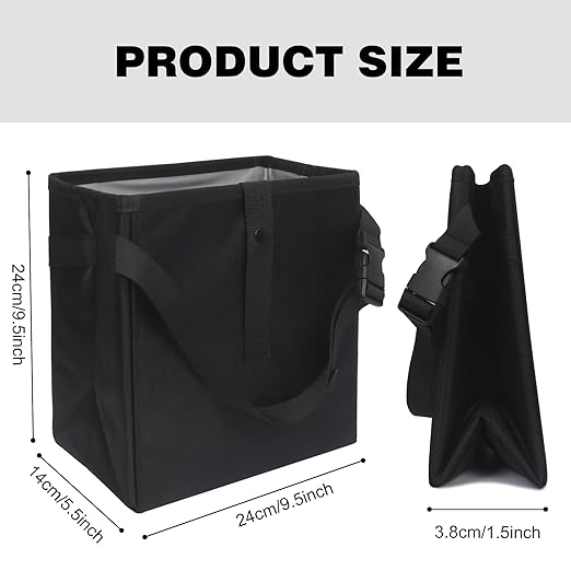 Homelove Car Trash Can, Leak-Proof Waterproof Trash Bin Collapsible Portable Auto Garbage Bag Large Capacity Trashcan Storage Bag Multipurpose Car Organizer Hanging (Black)