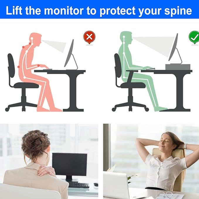 gianotter Monitor Stand with Storage + 6-Tier Paper Organizer (Black)