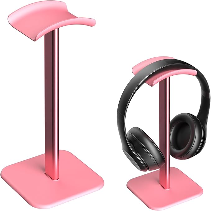 Headphone Stand for Desk - Headset Stand with Aluminum Hanger, Headphone Holder for AirPods Max, Sony, Bose, Beats and More (Pink)