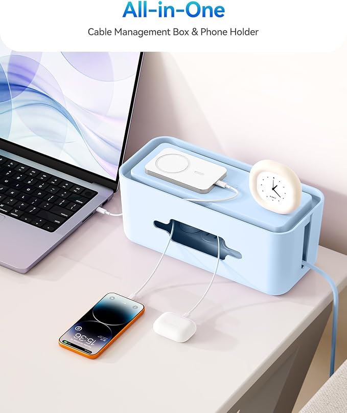 ORICO Cable Management Box, Cord Hider Box to Conceal Power Strips on Desk or Floor, Keeping Cords Tidy and Protected from Damage, Stylish Cable Organizers for Home, Office, School - PB01