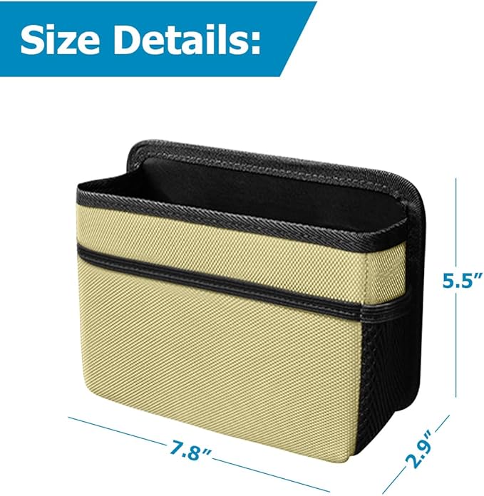 Mandark Car Trash Can, Foldable Mini Vehicle Trash Bin Garbage Organizer Holder, Waterproof Automotive Interior Hanging Dustbin Storage Bag Container Accessories, Universal for Most Cars (Beige)