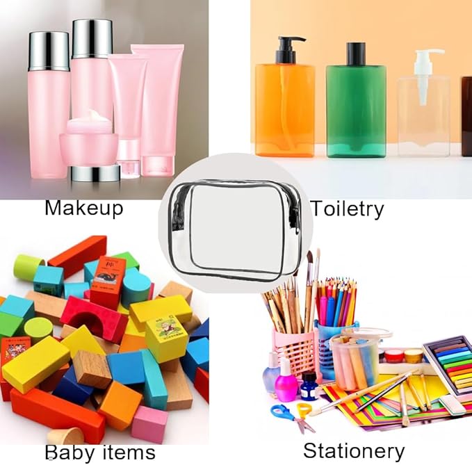 Clear Travel Toiletry Bag, TSA Approved Travel Bags for Toiletries, Quart Size Travel Bag Carry on Airport Airline Compliant Bag, Waterproof Cosmetic Makeup Bag for Women Men (Black)