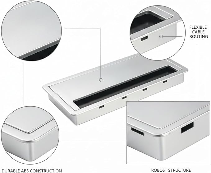 Quick Cable Concealer, ABS Cord Management Box for Desk & TV Stand, Hides Power Strips & Wires, 6.3 x 3.1 x 1.2 Inches (1 Pack)