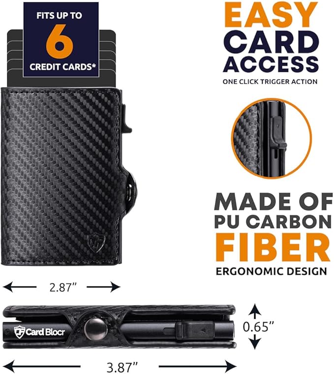 Conceal Plus Pop Up Wallet for Men – RFID Blocking Slim Metal Card Holder Wallet, Automatic Pop-Up Card Ejector, Minimalist Front Pocket Wallet, Holds Up to 10 Cards + Cash