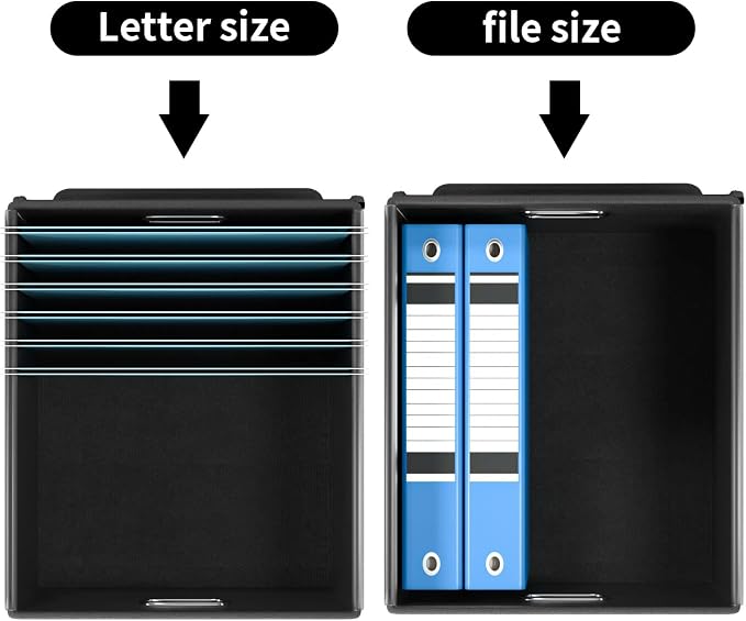 File Organizer Boxes with Lids, Collapsible Linen Hanging Filing & Storage Boxes with Plastic Slide for Office/Decor/Home, Filling System for File/Folders/Document Storage -2 Pack