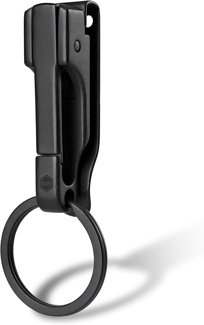 KeyUnity EDC Belt Keychain Clip Quick Release, Stainless Steel Duty Belt Key Ring Holder for Pants, Jeans, Trousers