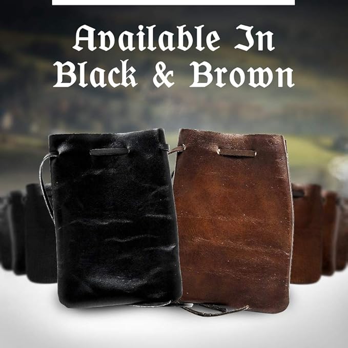 Nabob Leather Leather Drawstring Pouch, Coin Bag, Medicine Tobacco Pouch Medieval Reenactment Made in U.S.A Size 5.75" x 4.25"