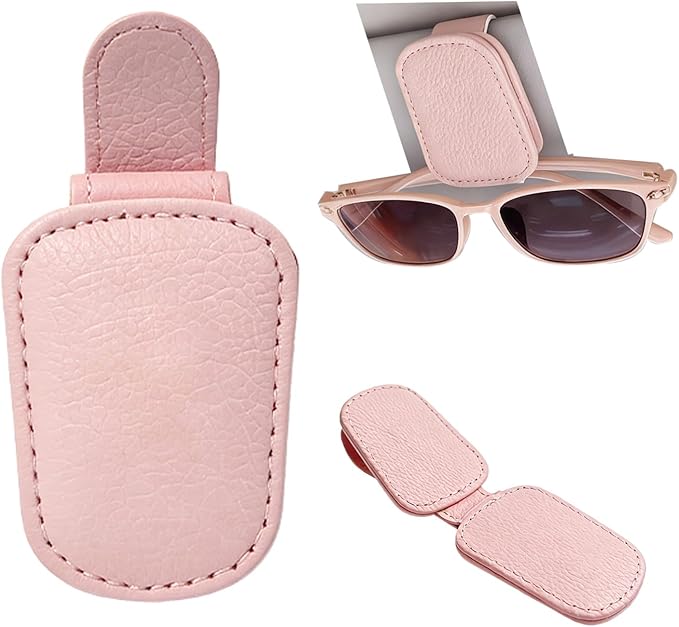 Sunglass Holder for Car Visor Clip, Teen Girl Car Essentials, Cute Pink Car Accessories for Women, Car Visor Magnetic Sunglasses Holder Clip (1, Pink)