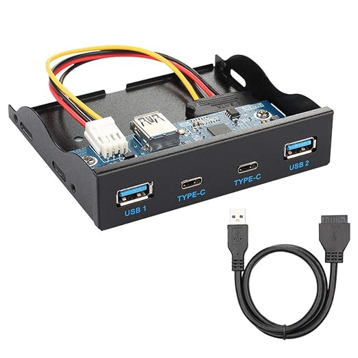 Chenyang USB-C & USB 3.0 HUB 4 Ports Front Panel to Motherboard 20Pin Connector Cable for 3.5" Floppy Bay