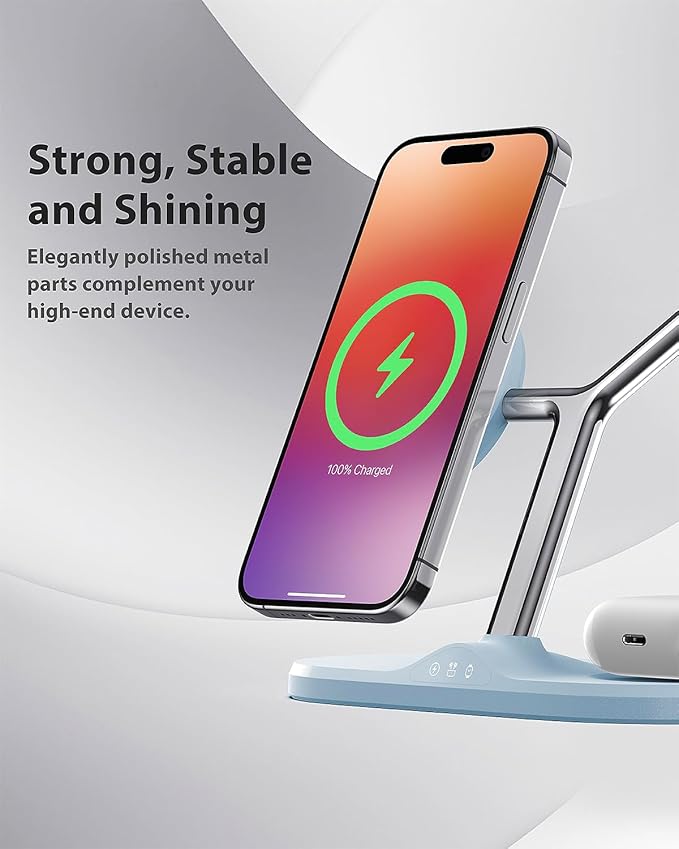 3-in-1 Wireless Charging Station for Apple Devices - Fast Charging Station for iPhone and Watch, Stable Charger Stand for iPhone 12-15 & iPhone 16 & iWatch & AirPods