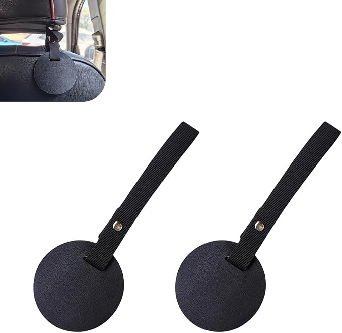 2PCS Car Headrest Hooks, Leather DIY Concealed Seatback Hook, Heavy-Duty Metal Storage Hanger for Purse Bags, Universal for Most Cars, SUVs, Trucks (Black)