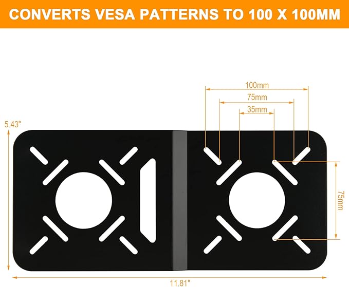 VESA Mount Adapter Extender Bracket: CaSZLUTION Universal VESA Conversion Plate Compatible with Intel NUC VESA Monitor 35 by 75 mm to 100 by 100 mm Extension Plate Holder for Mini PC CPU Computer