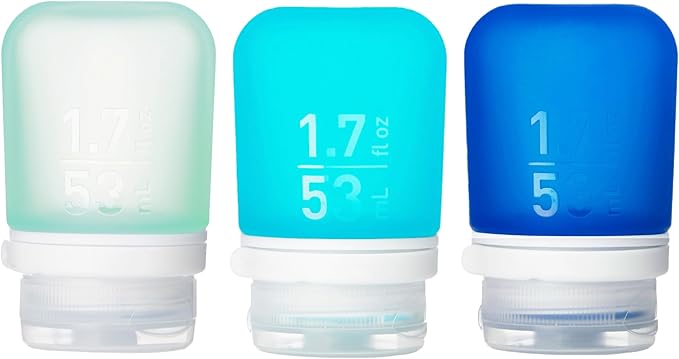 humangear GoToob+ Bottles - Silicone Leak-Proof Travel Tubes for Toiletries, Camping & TSA Carry-On (3-Pack), Small (1.7 fl oz; 53ml), Mint/Aqua/Teal