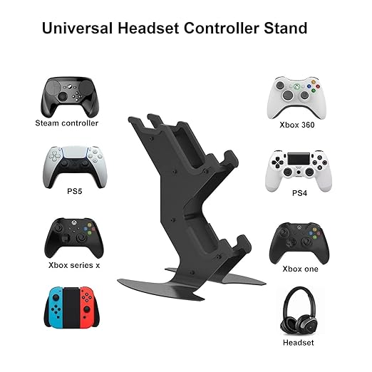 NBCP Controller Holder, Game Controller Rack Headset Stand for Xbox Series X S/Xbox one / PS5 / PS4 / NS/PC/Headset, Aluminum Metal Mount Universal Organizer for Video Game Accessories