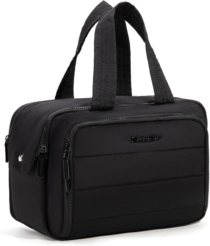 Montana West Travel Toiletry Bag for Women, Large Capacity Makeup Organizer, Lightweight Puffy Cosmetic Bag with Waterproof Lining, Front & Back Zipper Pockets, Travel Essentials Bag