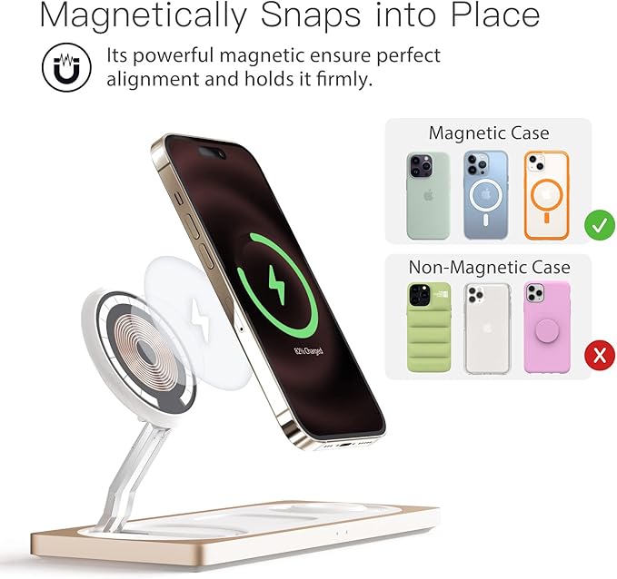 3-in-1 Charging Station for Apple Devices: Used for iPhone and Watch Charging Station with Magsafe Charger Stand, Wireless Charger for iPhone 17 Air 16 15 14 13 Series, Apple Watch Ultra, AirPods Pro