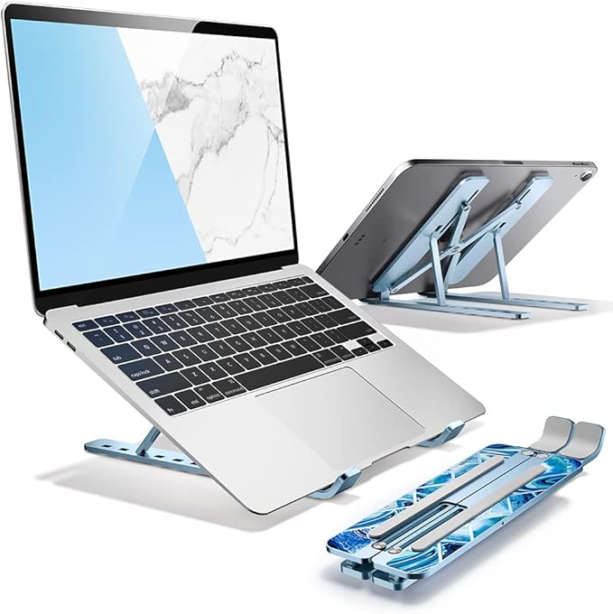 i-Blason Cosmo Laptop Stand, Adjustable Aluminum Alloy Laptop Riser Holder with Multi-Angle Stand Compatible with MacBook Pro/MacBook Air, 7-17.3" Laptops & Tablets (Ocean)