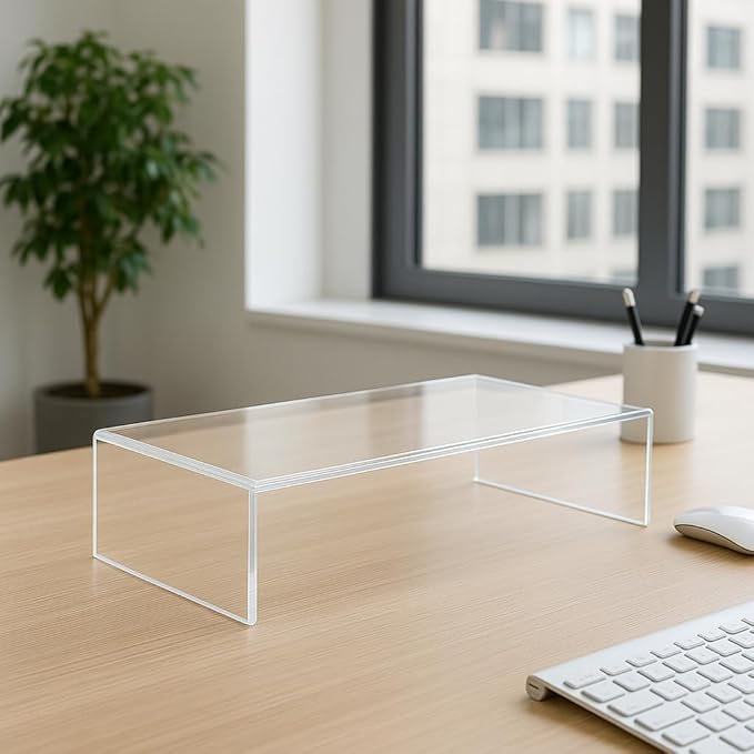 Azar 515360 Acrylic Monitor Stand Riser ??Made in USA Laptop stand and Monitor Riser Acrylic Monitor Stand Riser Clear Laptop Stand for Desk Ergonomic Display Riser, Clear (21-Inch-Luxury Handcrafted)