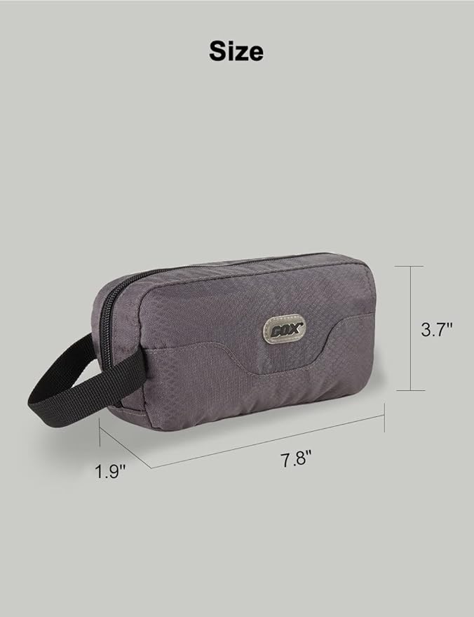 GOX Travel Toiletry Bag for Men Small Toiletry Pouch Orange Dopp Kit Mens Nylon Shave Bag Boys Hanging Toiletry Travel Bag Mini(Grey)