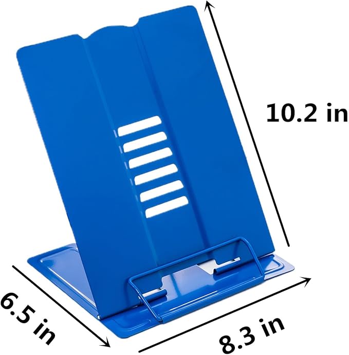 Citmage Desk Book Stand Document Holder Heavy Duty Metal Reading Stand with Book Magazine Menu iPad Music Score Speech Draft with 6 Adjustable Positions(Blue)
