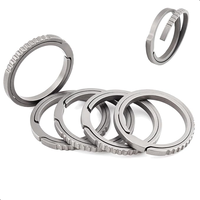 Titanium Key Rings Heavy Duty Side Push Split Key Chain Rings for Key Carabiner Quick Release Keychain